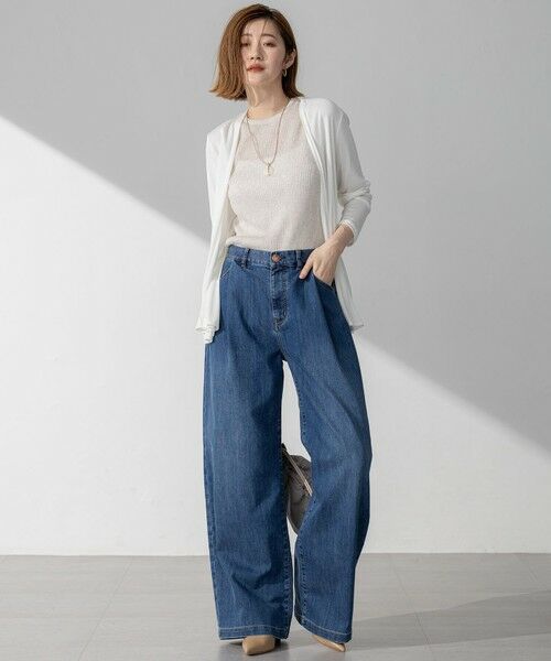 【大きいサイズ】23区DENIM ［46］ワイドデニムパンツ ウォッシュドブルー セール】 【一部店舗限定】23区DENIM ストレッチ ワイドパンツ