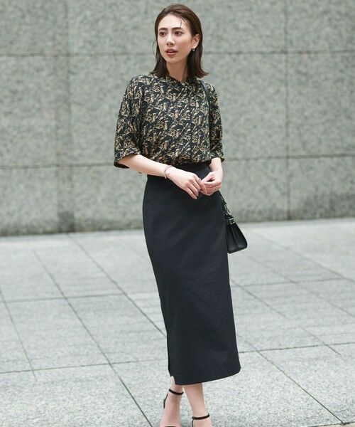 L size ONWARD(大きいサイズ) / エルサイズオンワード ミニ・ひざ丈スカート | 【洗える】シェルタリングドライサテン タイトスカート | 詳細16