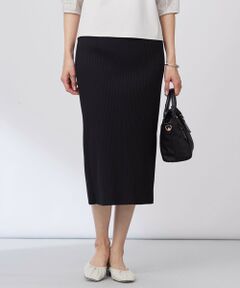 L size ONWARD(大きいサイズ) / エルサイズオンワード ミニ・ひざ丈スカート | 【洗える】リブ ナロー スカート