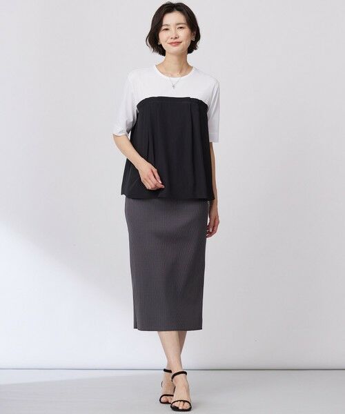 L size ONWARD(大きいサイズ) / エルサイズオンワード ミニ・ひざ丈スカート | 【洗える】リブ ナロー スカート | 詳細7