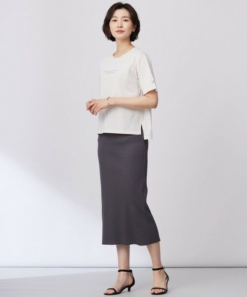 L size ONWARD(大きいサイズ) / エルサイズオンワード ミニ・ひざ丈スカート | 【洗える】リブ ナロー スカート | 詳細5