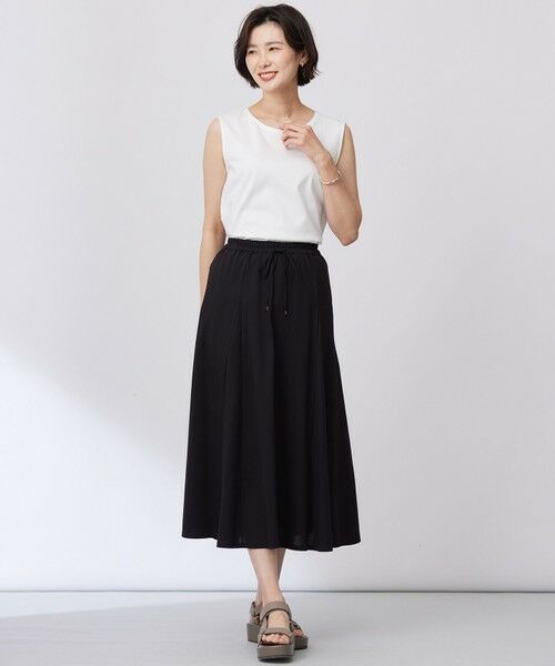 L size ONWARD(大きいサイズ) / エルサイズオンワード ミニ・ひざ丈スカート | 【洗える】トリコットバイオ フレア スカート | 詳細5