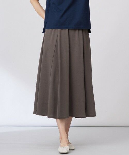 L size ONWARD(大きいサイズ) / エルサイズオンワード ミニ・ひざ丈スカート | 【洗える】トリコットバイオ フレア スカート(モカ系)