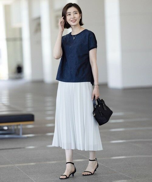 L size ONWARD(大きいサイズ) / エルサイズオンワード ロング・マキシ丈スカート | 【洗える】シアータフタ プリーツ スカート | 詳細1