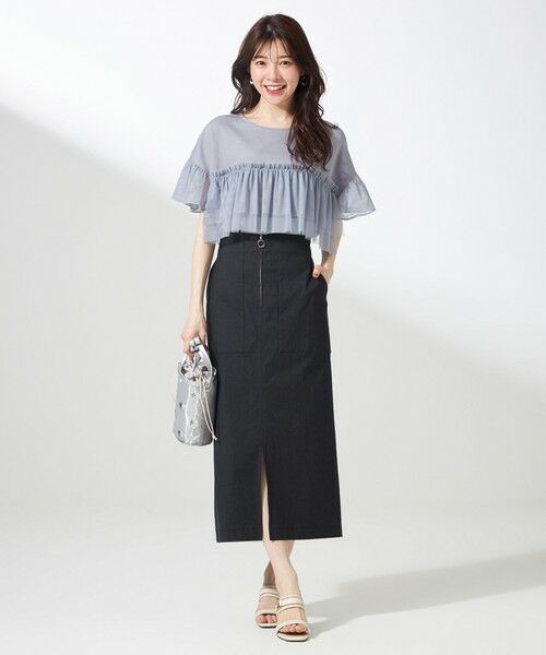 L size ONWARD(大きいサイズ) / エルサイズオンワード ミニ・ひざ丈スカート | 【2WAY】フロントジップタイト スカート | 詳細5