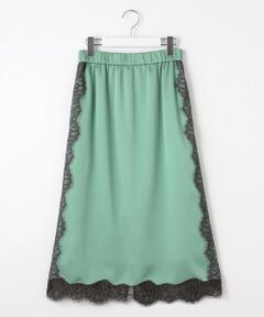 L size ONWARD(大きいサイズ) / エルサイズオンワード ミニ・ひざ丈スカート | 【洗える】サテンレース スカート