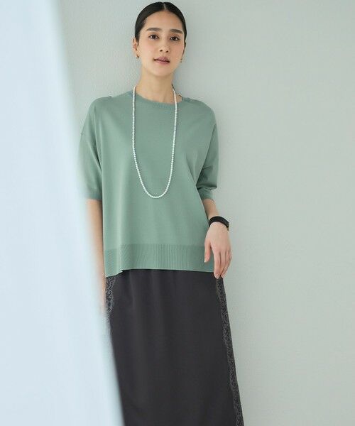 L size ONWARD(大きいサイズ) / エルサイズオンワード ミニ・ひざ丈スカート | 【洗える】サテンレース スカート | 詳細2