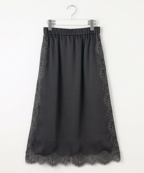 L size ONWARD(大きいサイズ) / エルサイズオンワード ミニ・ひざ丈スカート | 【洗える】サテンレース スカート | 詳細7
