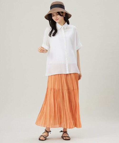 L size ONWARD(大きいサイズ) / エルサイズオンワード ロング・マキシ丈スカート | 【接触冷感・洗える】ハンドワッシャープリーツ スカート | 詳細7