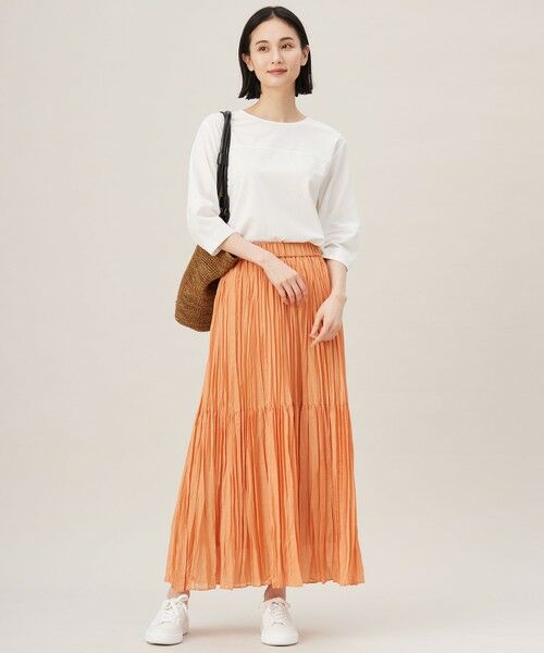 archivio プリーツスカート オレンジ白 archivio プリーツスカート オレンジ白