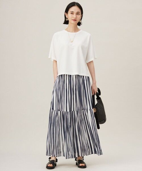 L size ONWARD(大きいサイズ) / エルサイズオンワード ロング・マキシ丈スカート | 【接触冷感・洗える】ハンドワッシャープリーツストライプ スカート | 詳細5
