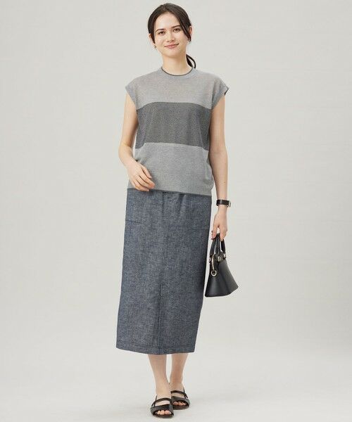 L size ONWARD(大きいサイズ) / エルサイズオンワード ミニ・ひざ丈スカート | 【洗える】コットンリネンシャンブレー スカート | 詳細12