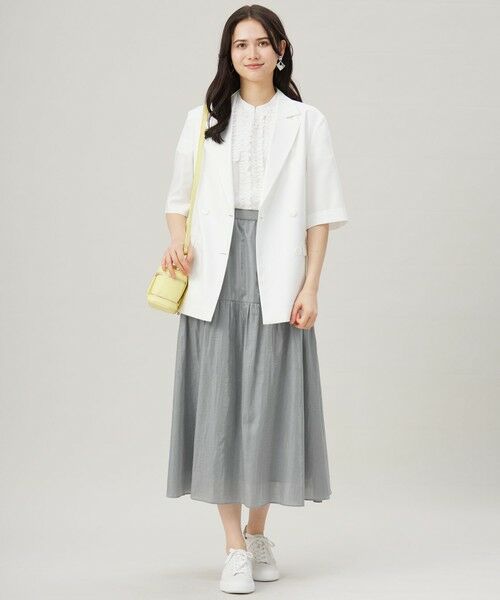 L size ONWARD(大きいサイズ) / エルサイズオンワード ミニ・ひざ丈スカート | 【洗える】ブライトシアーシャンブレー スカート | 詳細3