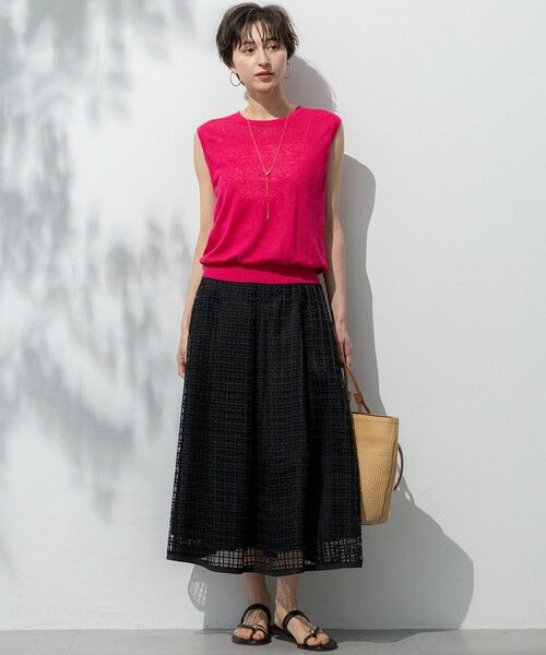 L size ONWARD(大きいサイズ) / エルサイズオンワード ミニ・ひざ丈スカート | 【洗える】Broche チェックレース スカート | 詳細3