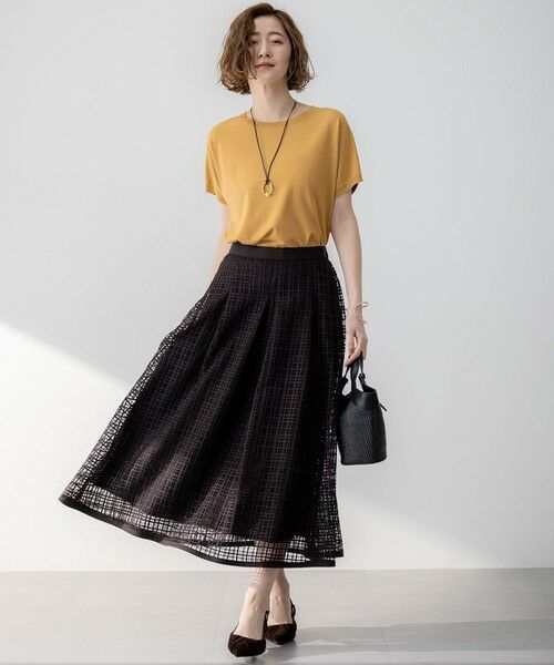 L size ONWARD(大きいサイズ) / エルサイズオンワード ミニ・ひざ丈スカート | 【洗える】Broche チェックレース スカート | 詳細18