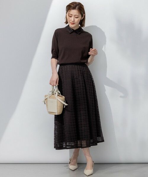 L size ONWARD(大きいサイズ) / エルサイズオンワード ミニ・ひざ丈スカート | 【洗える】Broche チェックレース スカート | 詳細19