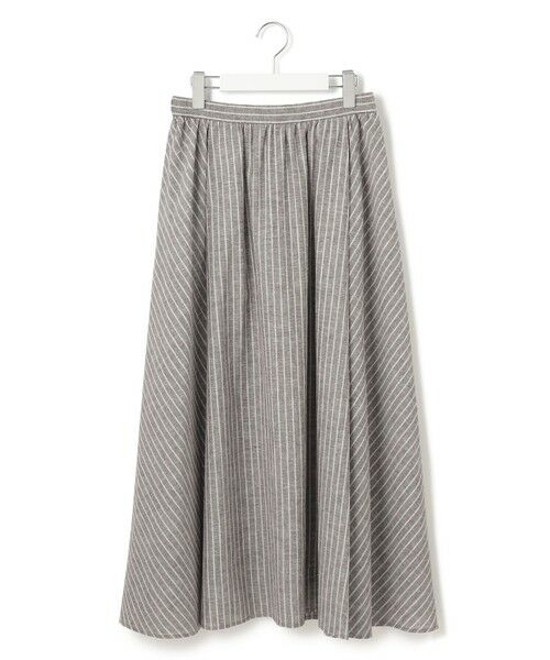 L size ONWARD(大きいサイズ) / エルサイズオンワード ミニ・ひざ丈スカート | 【洗える】リネンコットンストライプ ギャザー スカート | 詳細18