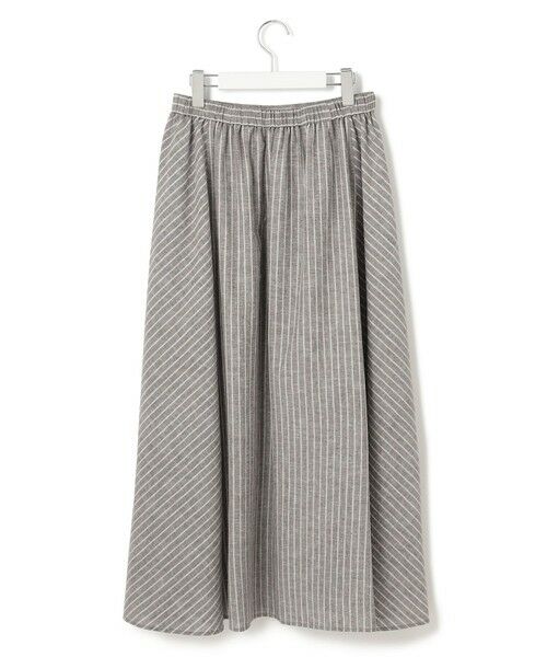 L size ONWARD(大きいサイズ) / エルサイズオンワード ミニ・ひざ丈スカート | 【洗える】リネンコットンストライプ ギャザー スカート | 詳細19