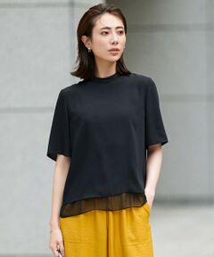 L size ONWARD(大きいサイズ) / エルサイズオンワード シャツ・ブラウス | 【UVケア・洗える】BackSatinAmunzen シフォンコンビブラウス