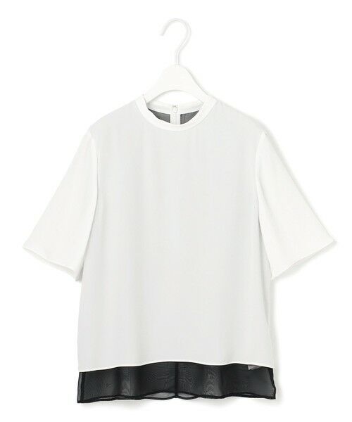 L size ONWARD(大きいサイズ) / エルサイズオンワード シャツ・ブラウス | 【UVケア・洗える】BackSatinAmunzen シフォンコンビブラウス | 詳細4