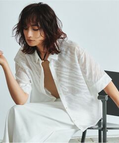 L size ONWARD(大きいサイズ) / エルサイズオンワード シャツ・ブラウス | 【洗える】ゼブラシアーJQ クロップドシャツ