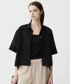 L size ONWARD(大きいサイズ) / エルサイズオンワード シャツ・ブラウス | 【洗える】ゼブラシアーJQ クロップドシャツ