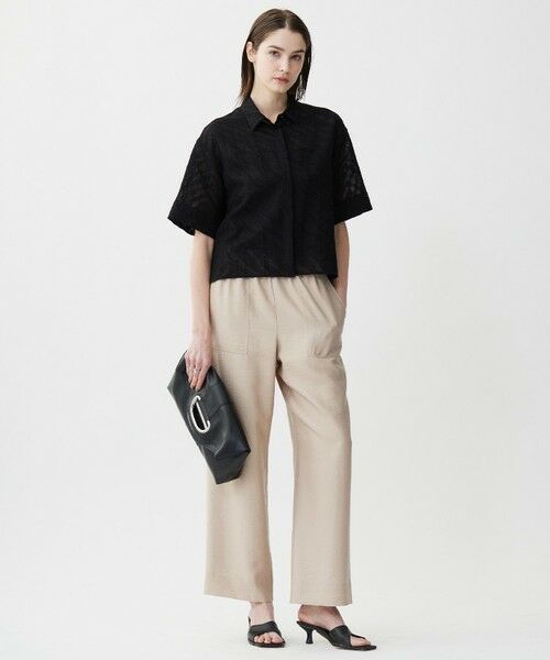 【洗える】ゼブラシアーJQ クロップドシャツ セール】 【洗える】ゼブラシアーJQ クロップドシャツ （シャツ