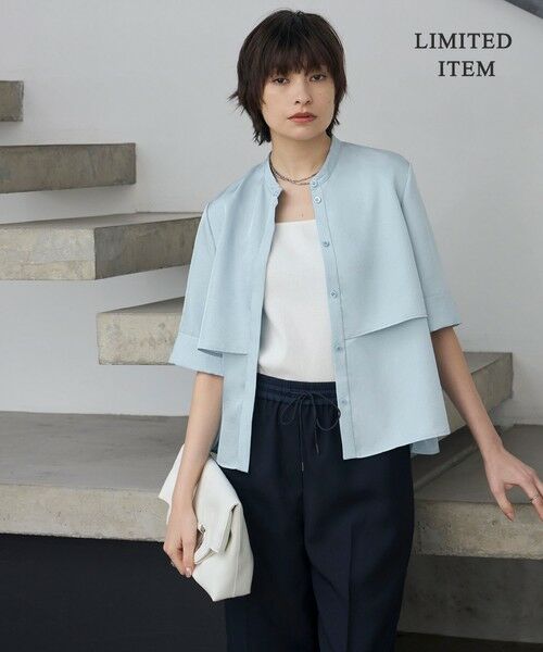 L size ONWARD(大きいサイズ) / エルサイズオンワード シャツ・ブラウス | 【WEB限定・接触冷感・速乾・洗える】シルキーツイル 半袖クロップドシャツ | 詳細7