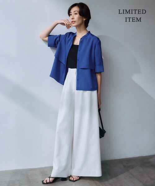 L size ONWARD(大きいサイズ) / エルサイズオンワード シャツ・ブラウス | 【WEB限定・接触冷感・速乾・洗える】シルキーツイル 半袖クロップドシャツ | 詳細19