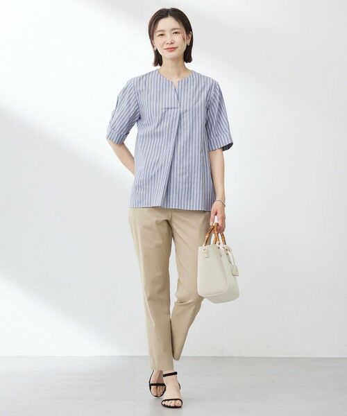 L size ONWARD(大きいサイズ) / エルサイズオンワード シャツ・ブラウス | 【洗える】BEZ 空羽ストライプ クルーネック ブラウス | 詳細4