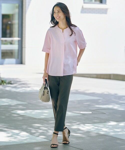 L size ONWARD(大きいサイズ) / エルサイズオンワード シャツ・ブラウス | 【洗える】BEZ 空羽ストライプ クルーネック ブラウス | 詳細7