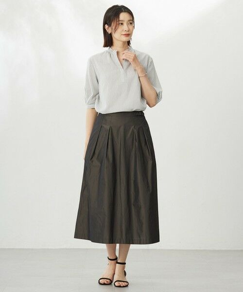 L size ONWARD(大きいサイズ) / エルサイズオンワード シャツ・ブラウス | 【洗える・接触冷感】ドビー強撚ストライプ スキッパー ブラウス | 詳細11