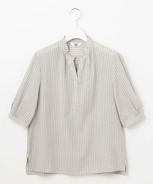 L size ONWARD(大きいサイズ) / エルサイズオンワード シャツ・ブラウス | 【洗える・接触冷感】ドビー強撚ストライプ スキッパー ブラウス | 詳細13
