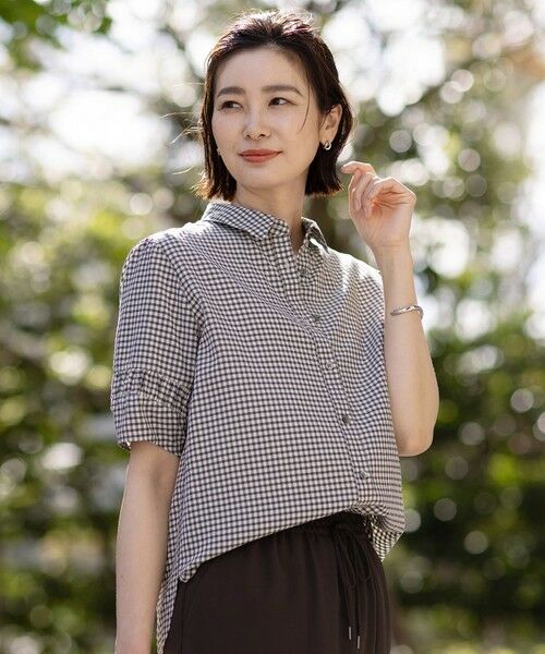 L size ONWARD(大きいサイズ) / エルサイズオンワード シャツ・ブラウス | 【洗える】アセVisギンガム シャツ ブラウス | 詳細1