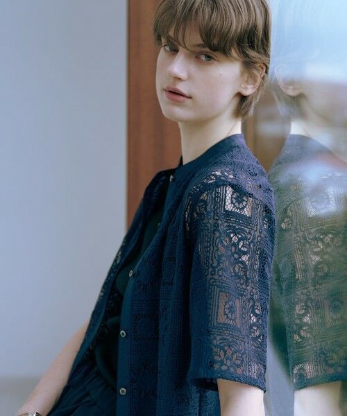 L size ONWARD(大きいサイズ) / エルサイズオンワード シャツ・ブラウス | 【洗える】モザイクレース ハーフスリーブ ブラウス | 詳細5