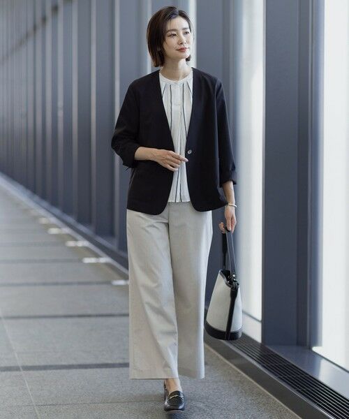 L size ONWARD(大きいサイズ) / エルサイズオンワード シャツ・ブラウス | 【洗える】SHEERストライプ クルーネック ブラウス | 詳細1