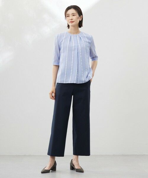 L size ONWARD(大きいサイズ) / エルサイズオンワード シャツ・ブラウス | 【洗える】SHEERストライプ クルーネック ブラウス | 詳細5