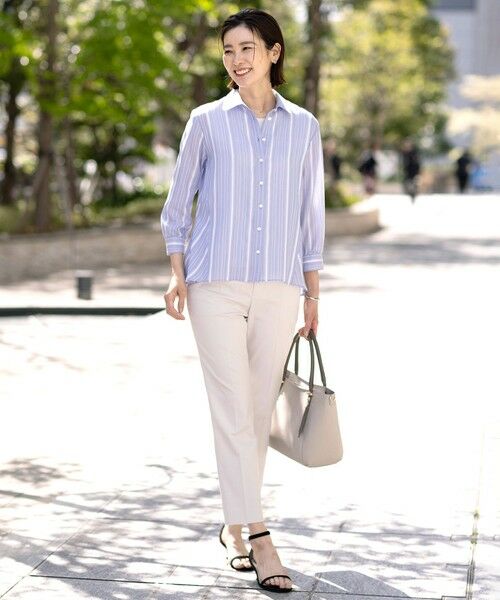 L size ONWARD(大きいサイズ) / エルサイズオンワード シャツ・ブラウス | 【洗える】SHEERストライプ ペプラム シャツ ブラウス | 詳細1