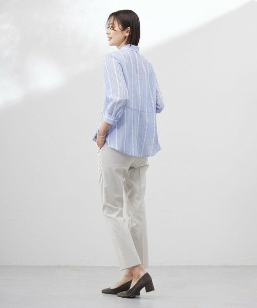 【洗える】SHEERストライプ ペプラム シャツ ブラウス J.PRESS｜【洗える】SHEERストライプ ペプラム シャツ ブラウス