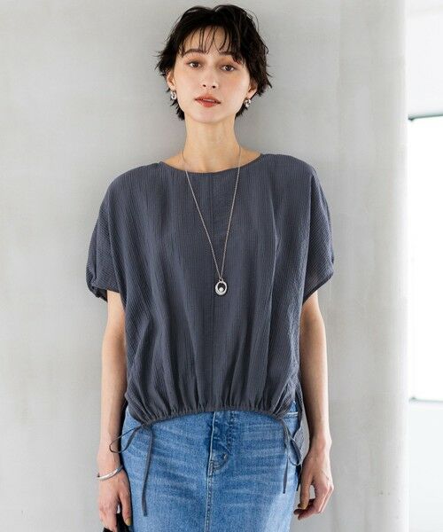 L size ONWARD(大きいサイズ)/エルサイズオンワード 【SLOW/一部店舗限定】ナチュラルピケワッシャー ブラウス ダルブルー系 46 L size ONWARD(大きいサイズ)/エルサイズオンワード 【SLOW/一部店舗限定】ナチュラルピケワッシャー ブラウス ダルブルー系 46