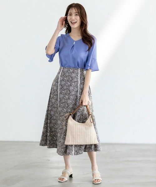 L size ONWARD(大きいサイズ) / エルサイズオンワード シャツ・ブラウス | 【接触冷感・UVカット・速乾】スムージーポリエステル フレアスリーブ ブラウス | 詳細5