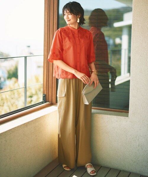 L size ONWARD(大きいサイズ) / エルサイズオンワード シャツ・ブラウス | 【カタログ掲載・接触冷感・洗える】エンブロイダリーローンシャツ ブラウス | 詳細4