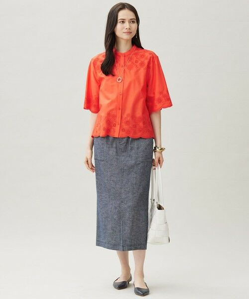 L size ONWARD(大きいサイズ) / エルサイズオンワード シャツ・ブラウス | 【カタログ掲載・接触冷感・洗える】エンブロイダリーローンシャツ ブラウス | 詳細5