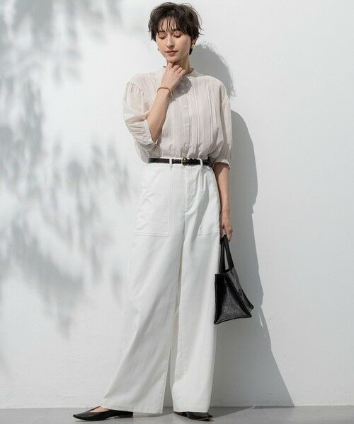 L size ONWARD(大きいサイズ) / エルサイズオンワード シャツ・ブラウス | 【接触冷感/速乾性/洗える】エアリーブライトローン タック ブラウス | 詳細11