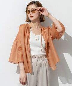 L size ONWARD(大きいサイズ) / エルサイズオンワード シャツ・ブラウス | 【洗える】ソフトシアーフィルム ギャザー ブラウス