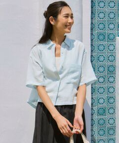 L size ONWARD(大きいサイズ) / エルサイズオンワード シャツ・ブラウス | 【Oggi7月号掲載/洗える】LIBECOリネン クロップド デザイン シャツ