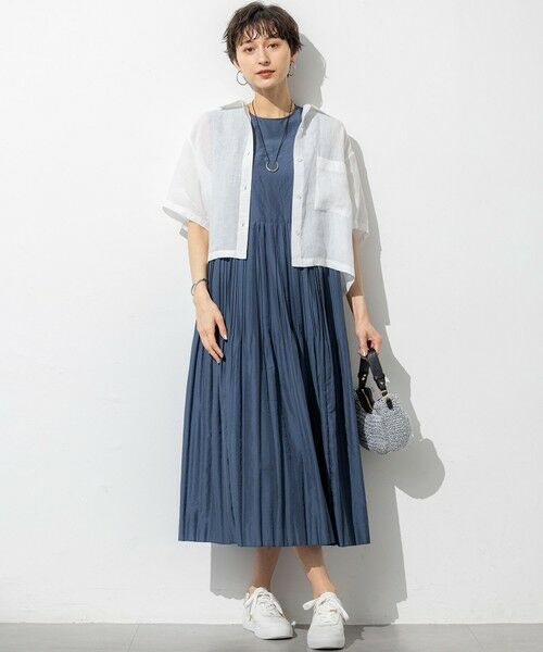 L size ONWARD(大きいサイズ) / エルサイズオンワード シャツ・ブラウス | 【Oggi7月号掲載/洗える】LIBECOリネン クロップド デザイン シャツ | 詳細1