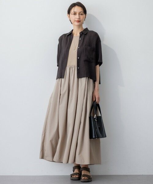 L size ONWARD(大きいサイズ) / エルサイズオンワード シャツ・ブラウス | 【Oggi7月号掲載/洗える】LIBECOリネン クロップド デザイン シャツ | 詳細8