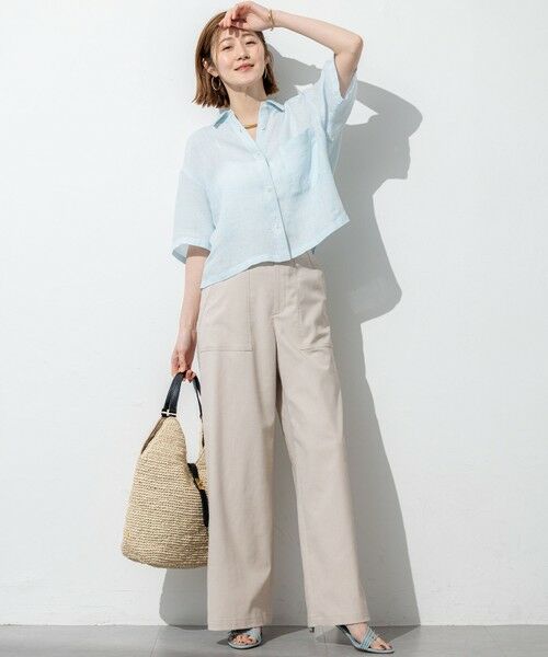 L size ONWARD(大きいサイズ) / エルサイズオンワード シャツ・ブラウス | 【Oggi7月号掲載/洗える】LIBECOリネン クロップド デザイン シャツ | 詳細12