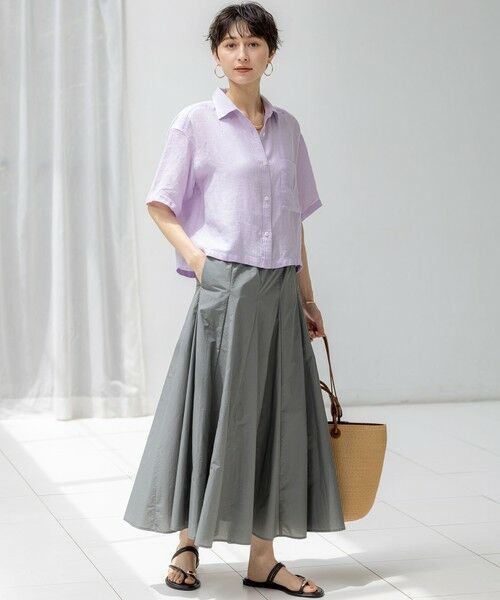 L size ONWARD(大きいサイズ) / エルサイズオンワード シャツ・ブラウス | 【Oggi7月号掲載/洗える】LIBECOリネン クロップド デザイン シャツ | 詳細23